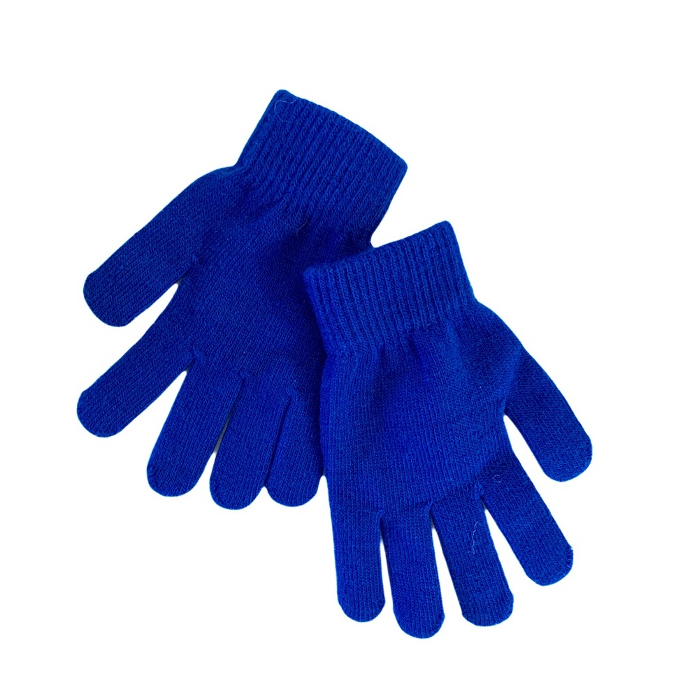 NWOT Unisex knit full finger mittens. Blue.